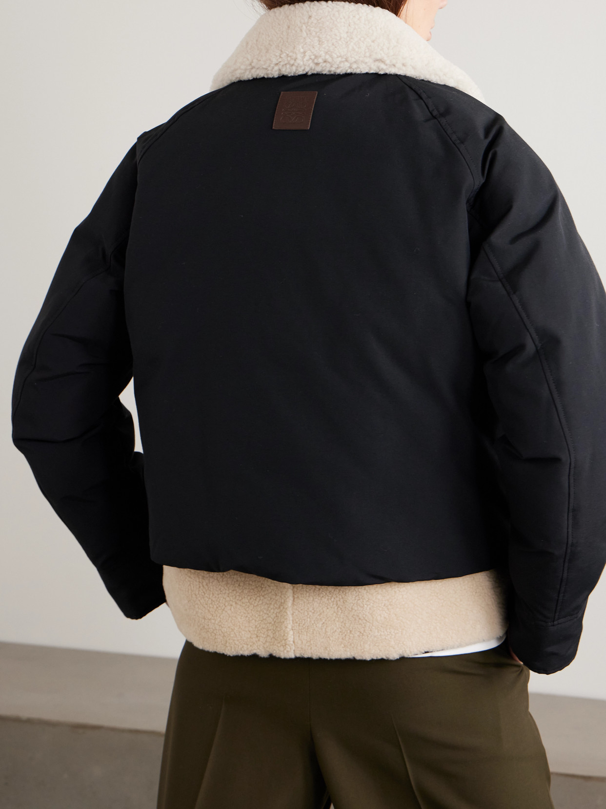 Loewe Shearling-lined Padded Cotton-blend Jacket In Black
