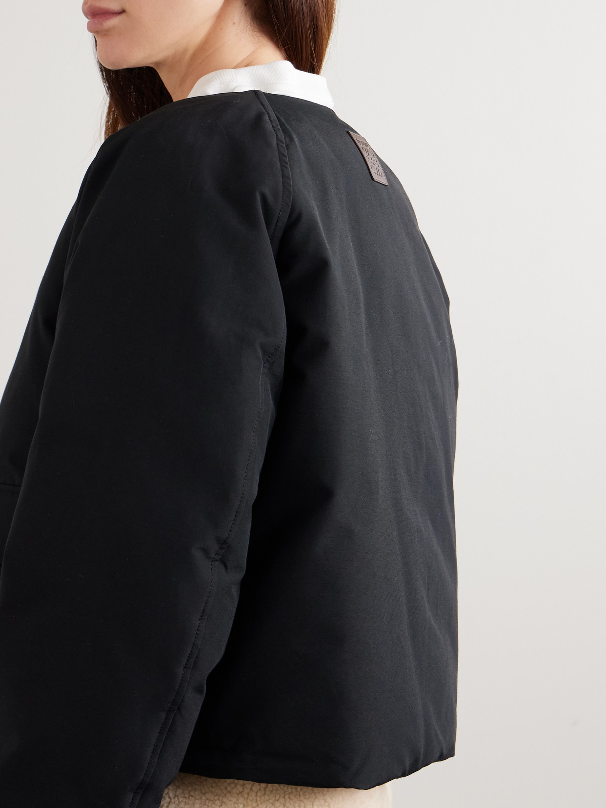 Loewe Shearling-lined Padded Cotton-blend Jacket In Black