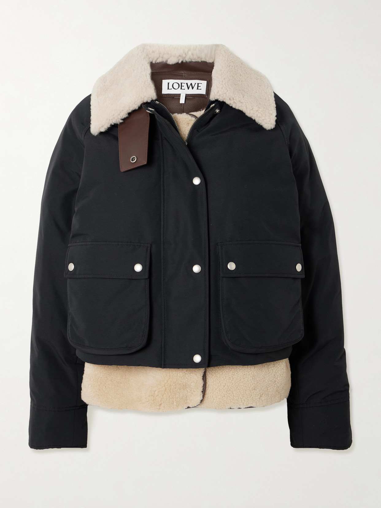 Loewe Shearling-lined Padded Cotton-blend Jacket In Black