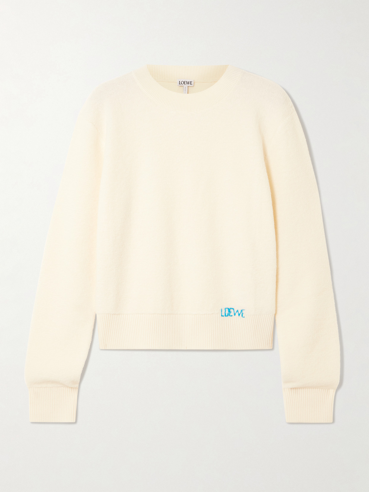 Loewe Embroidered Wool Sweater In Neutral