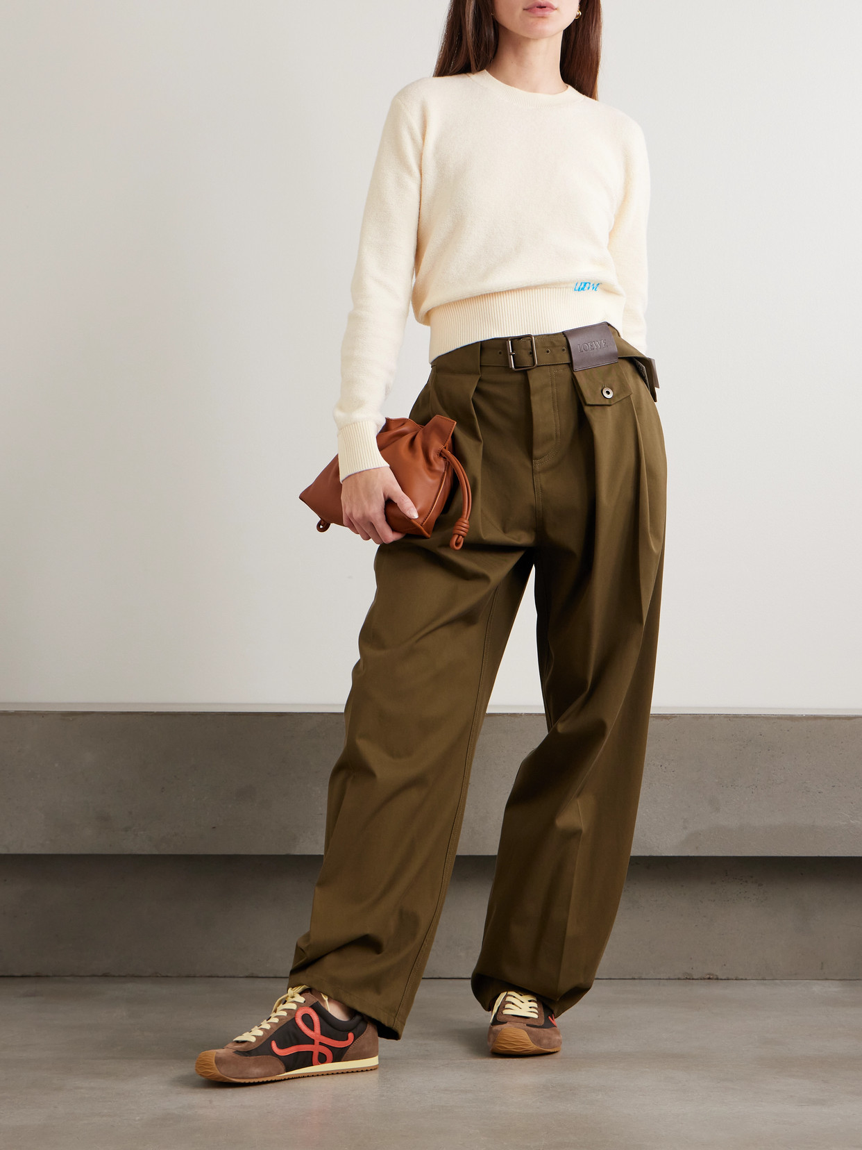 Loewe Embroidered Wool Sweater In Neutral