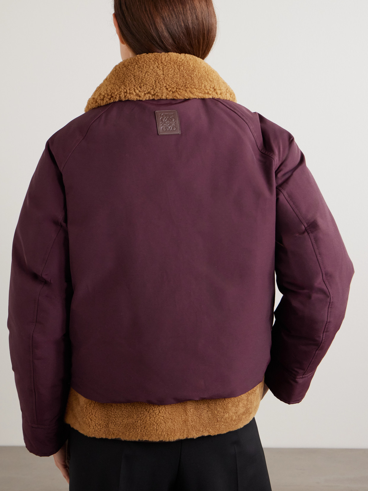 Loewe Shearling-lined Padded Cotton-blend Jacket In Burgundy