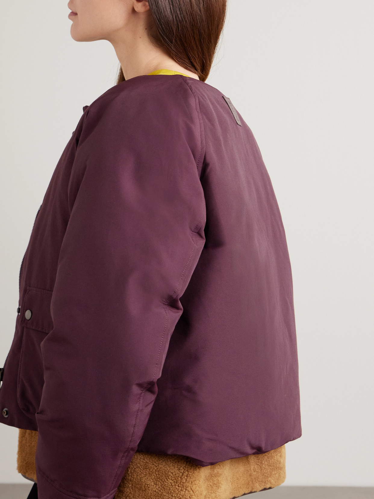 Loewe Shearling-lined Padded Cotton-blend Jacket In Burgundy