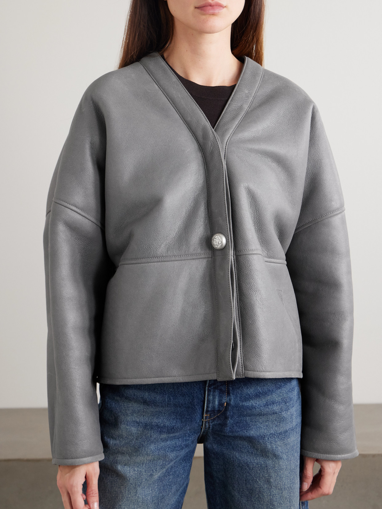 Loewe Long-sleeved Cardigan In Gray