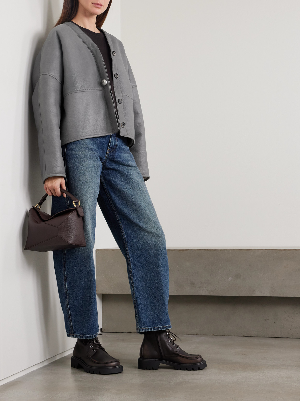 Loewe Long-sleeved Cardigan In Gray