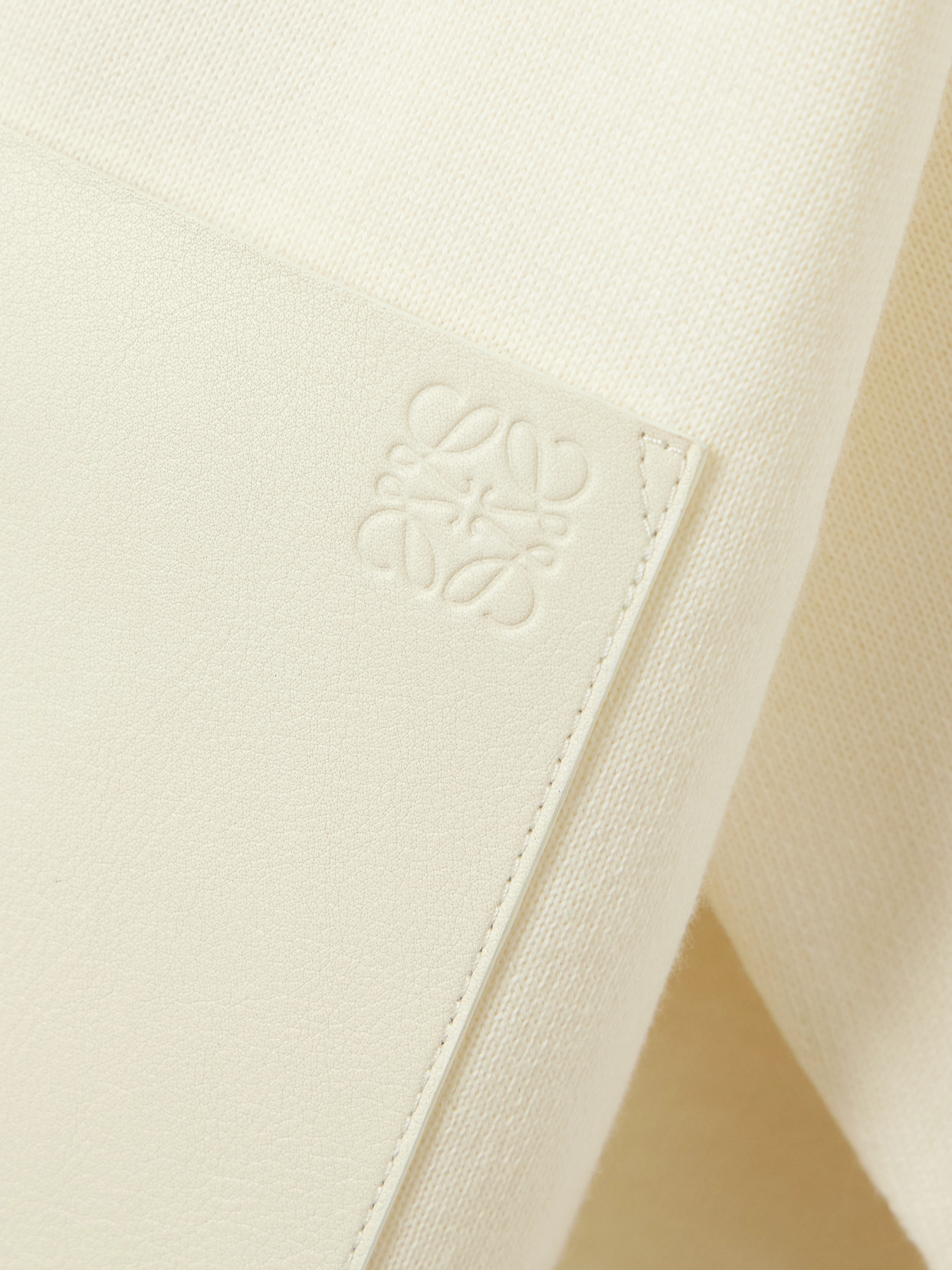 Loewe Leather-trimmed Wool-blend Hoodie In White