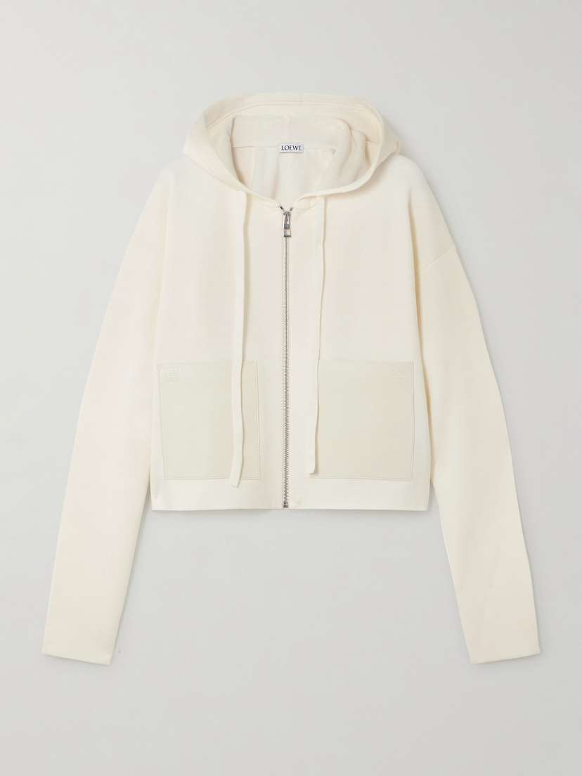 Loewe Leather-trimmed Wool-blend Hoodie