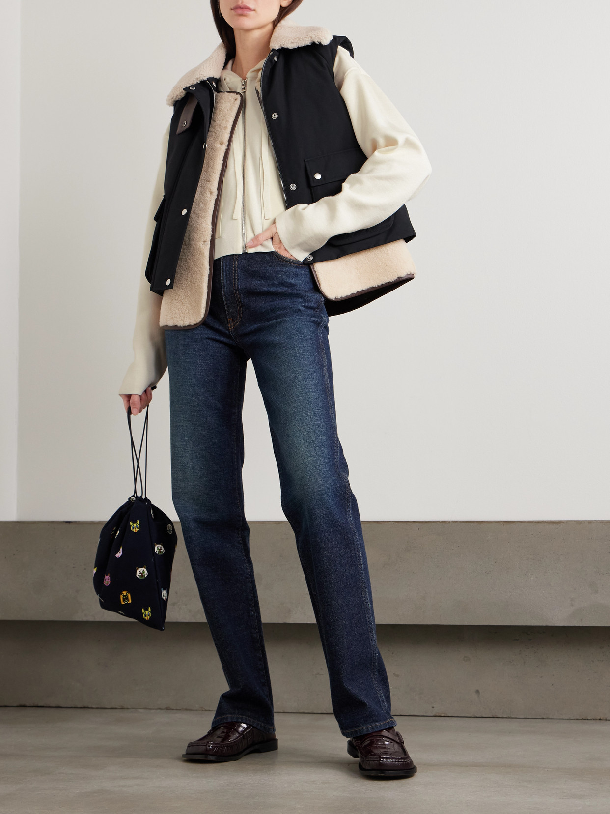 Loewe Leather-trimmed Wool-blend Hoodie In White