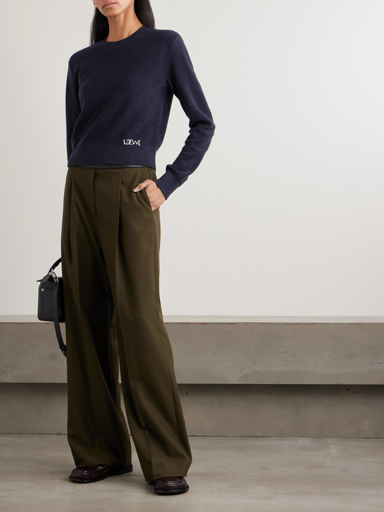 Loewe Embroidered Wool Sweater In Blue