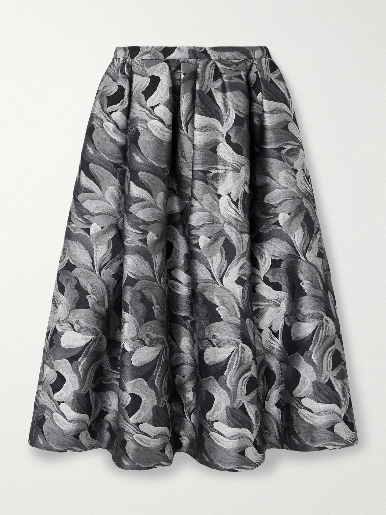Dries Van Noten Pleated Brocade Midi Skirt In Black