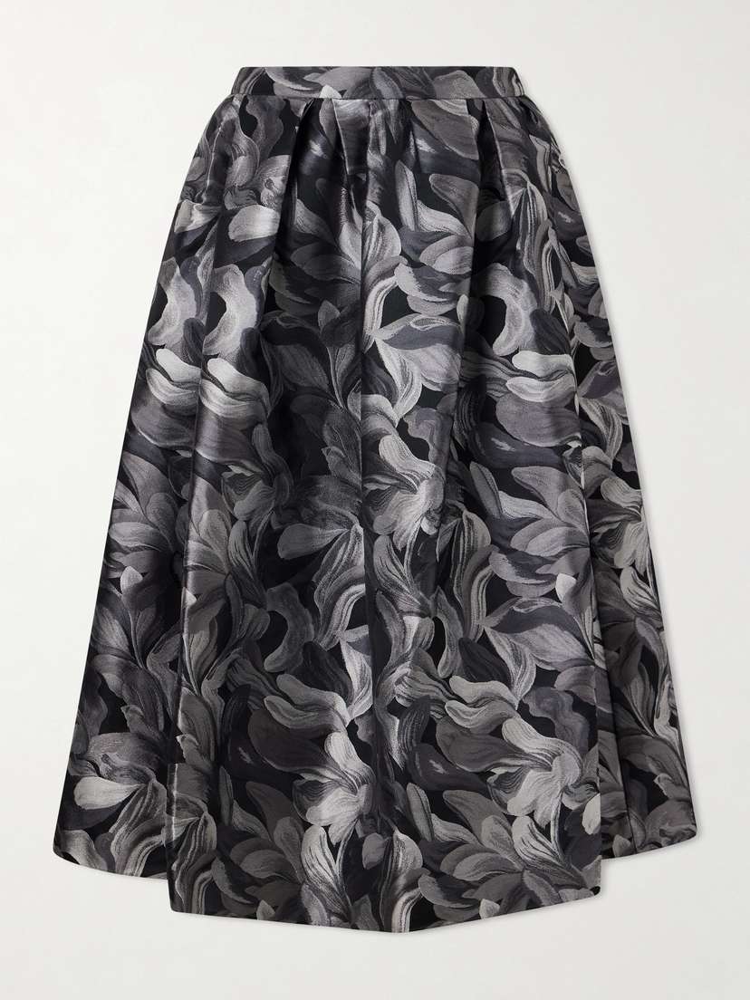 Dries Van Noten Pleated Brocade Midi Skirt