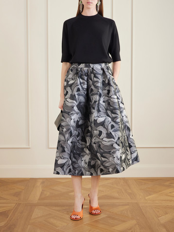 Dries Van Noten Pleated brocade midi skirt