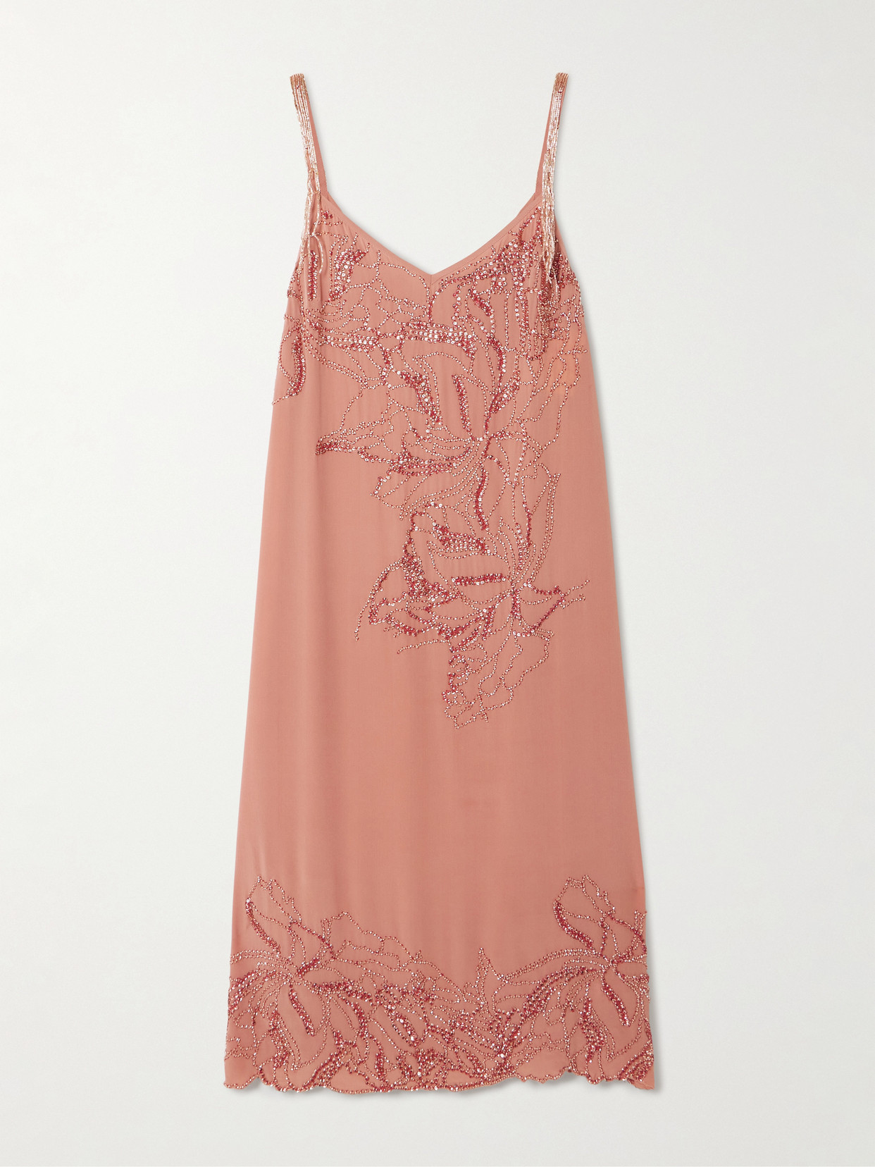 Dries Van Noten Bead-embellished Silk Dress In Pink