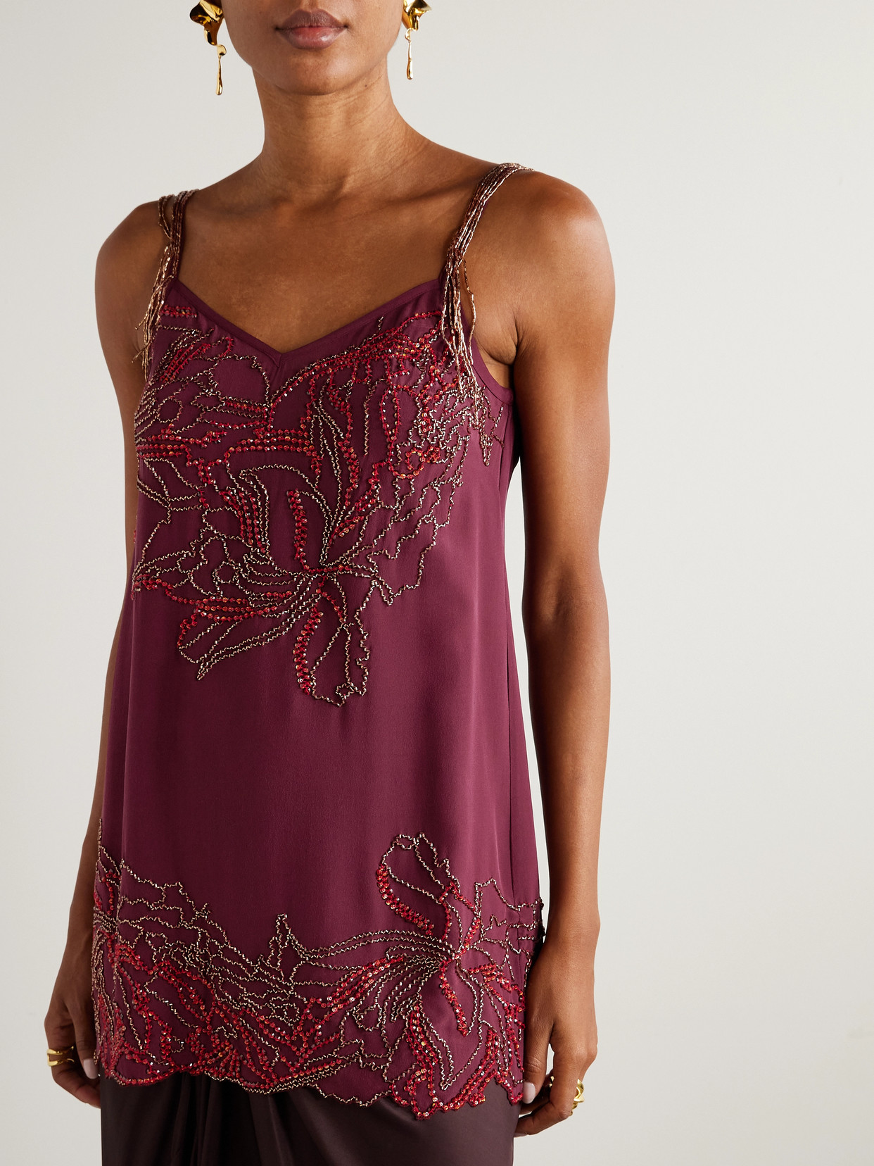 Crystal-Embellished Silk-Crepe Camisole