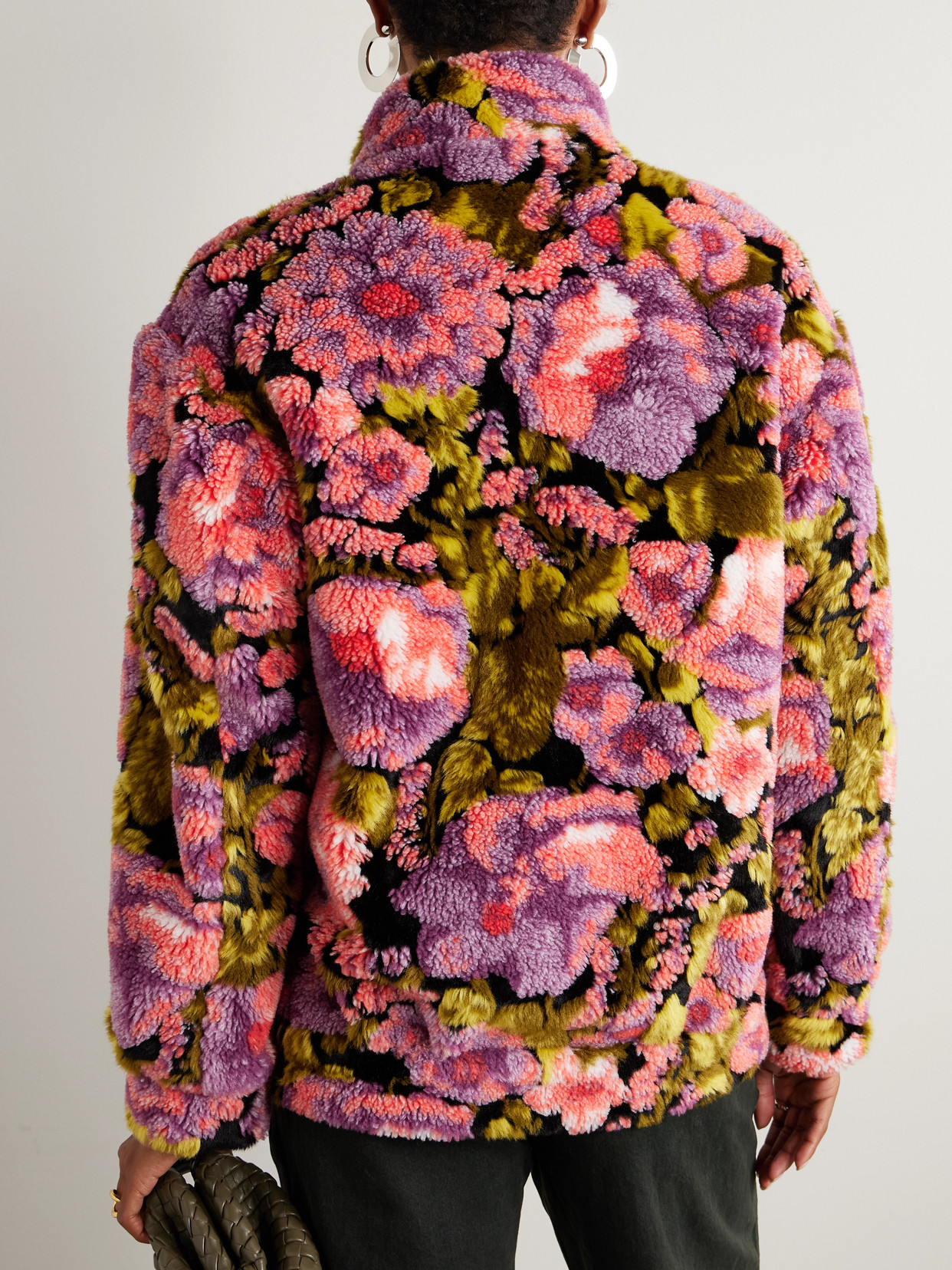 Dries Van Noten Floral-print Fleece Jacket In Pink