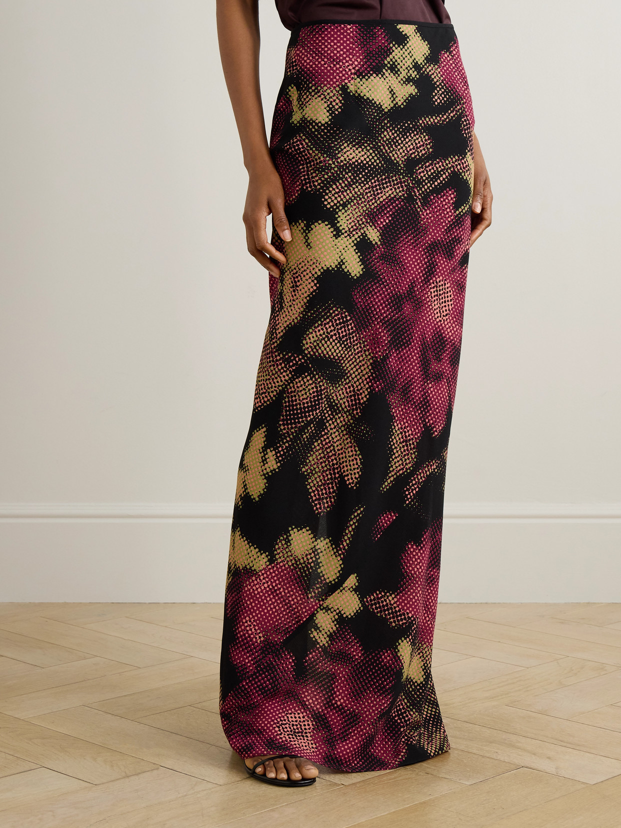 Dries Van Noten Floral-print Crepe Maxi Skirt In Multi