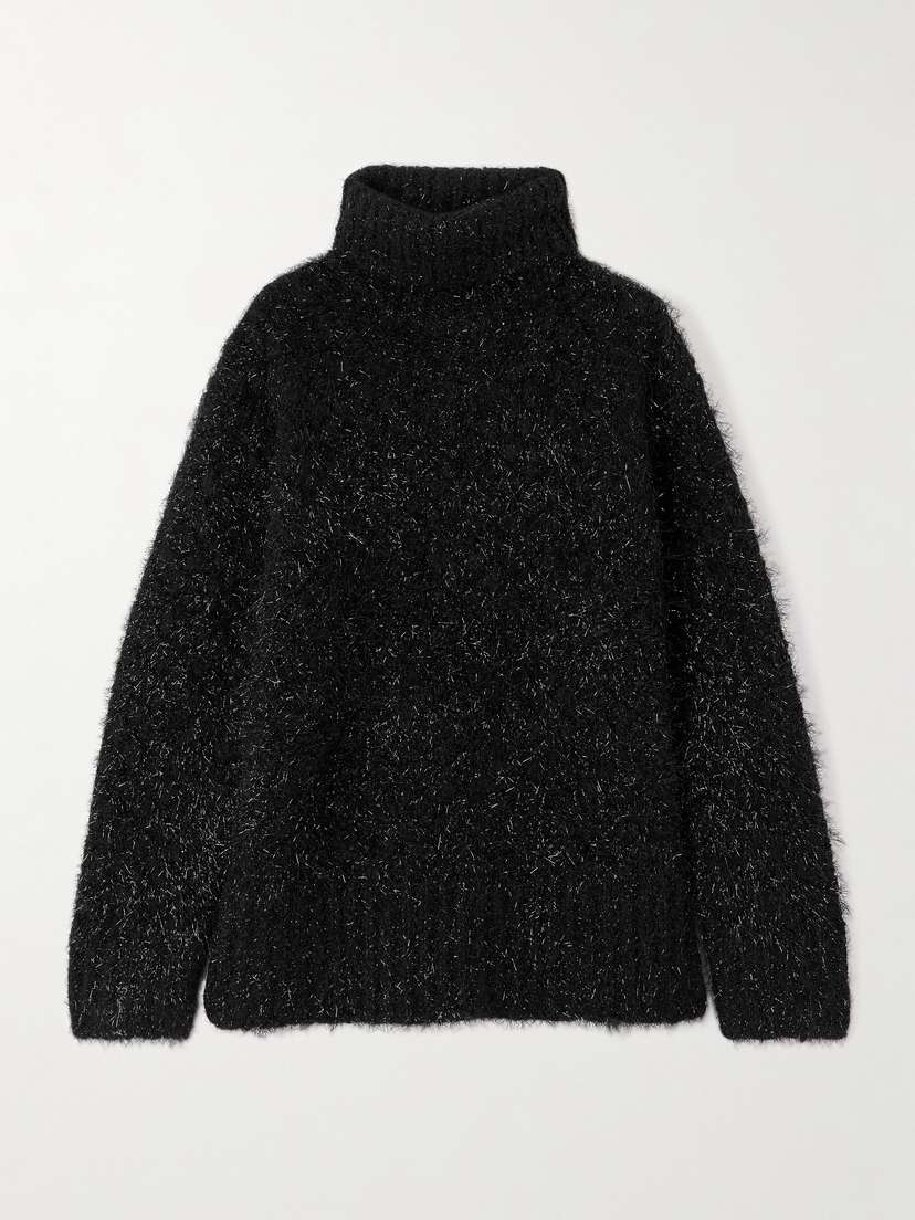 Dries Van Noten Metallic Wool-blend Turtleneck Sweater