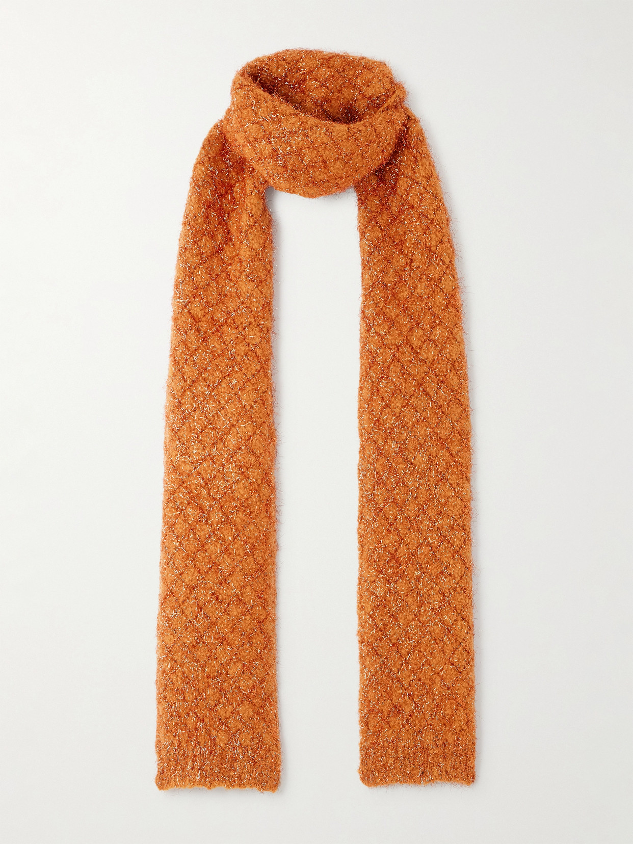 Dries Van Noten Metallic Wool-blend Scarf In Orange