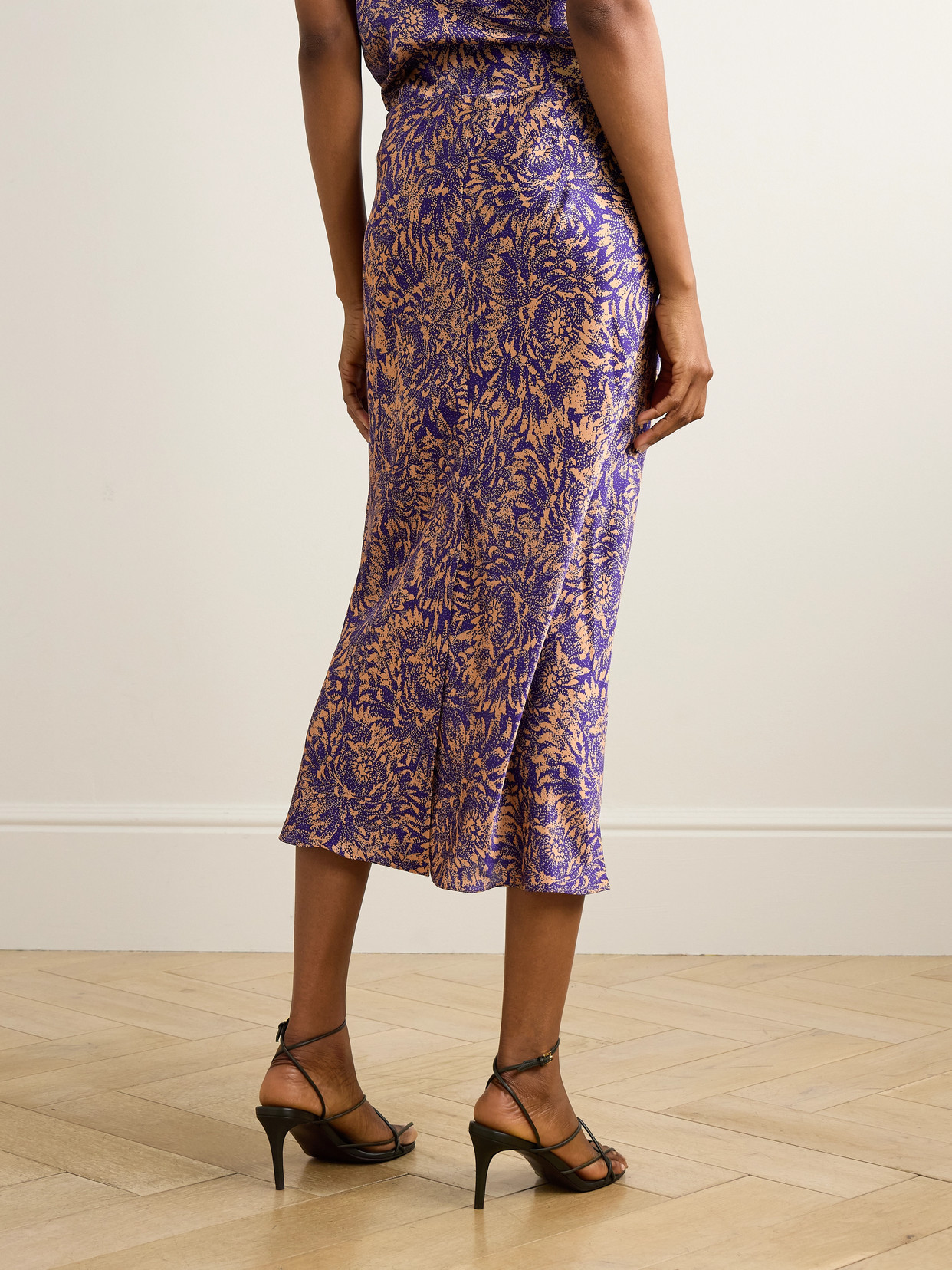 Dries Van Noten Printed Silk Midi Skirt In Multi