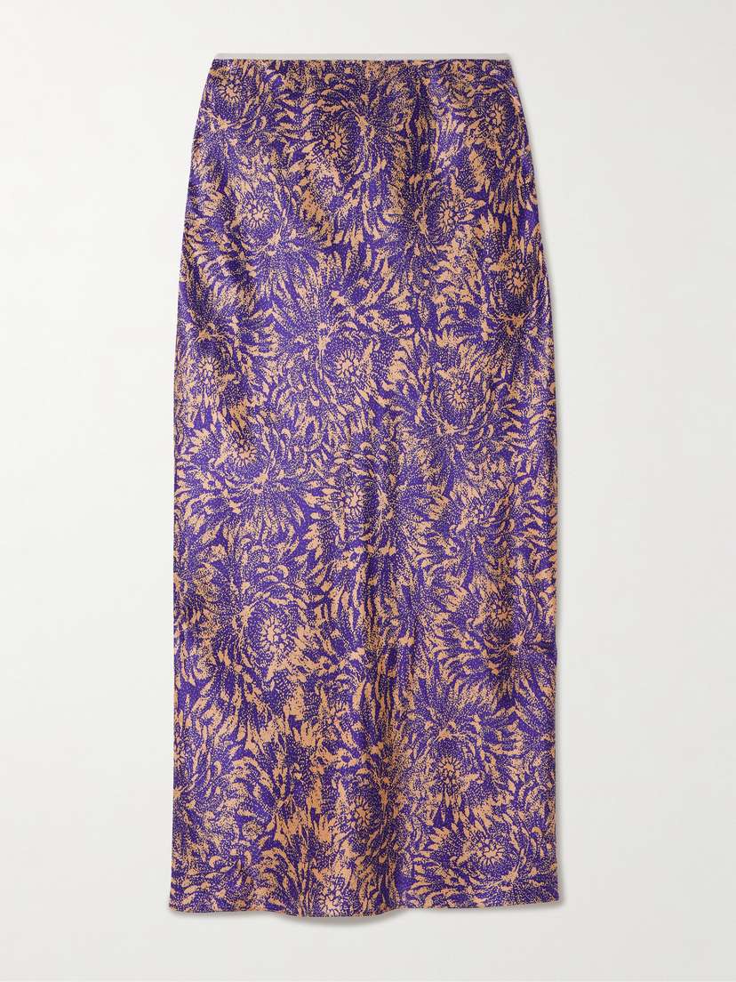 Dries Van Noten Printed Silk Midi Skirt