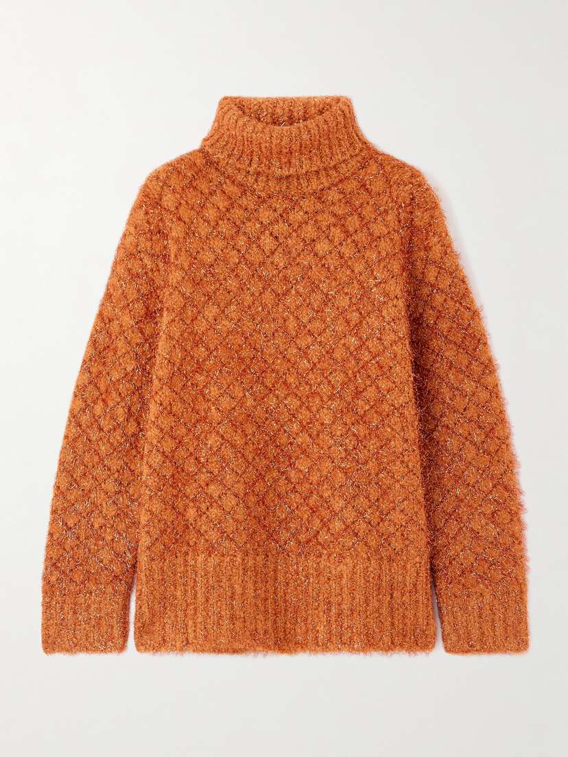 Dries Van Noten Metallic Wool-blend Turtleneck Sweater