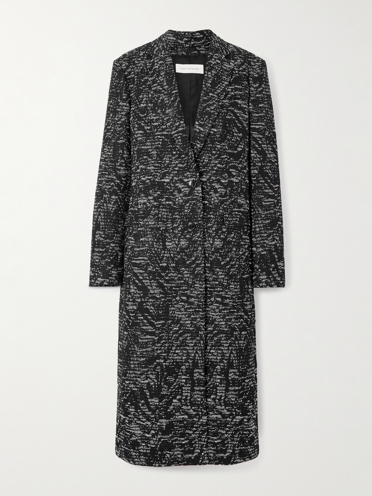 Dries Van Noten Jacquard Coat In Black