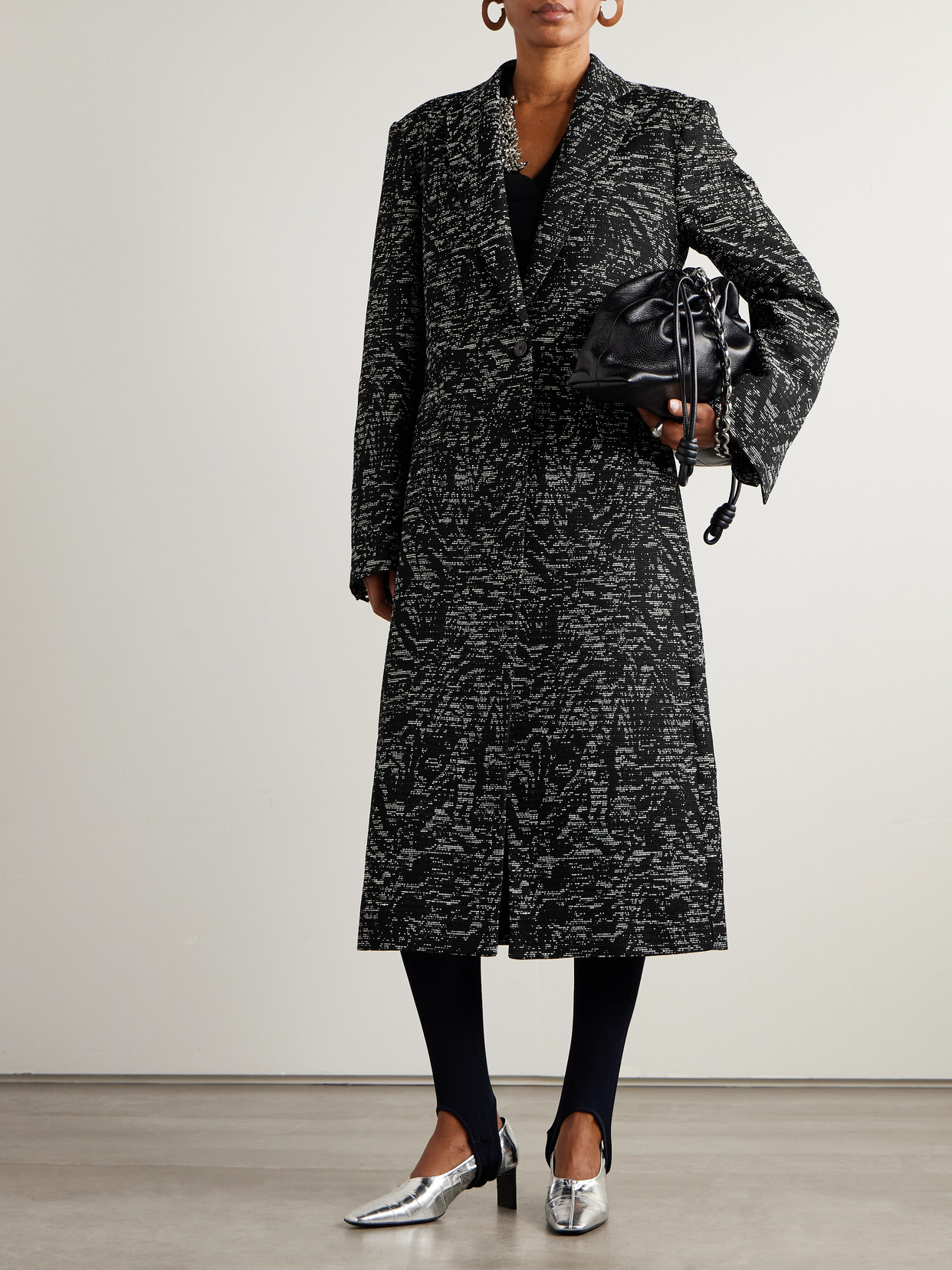 Dries Van Noten Jacquard Coat In Black