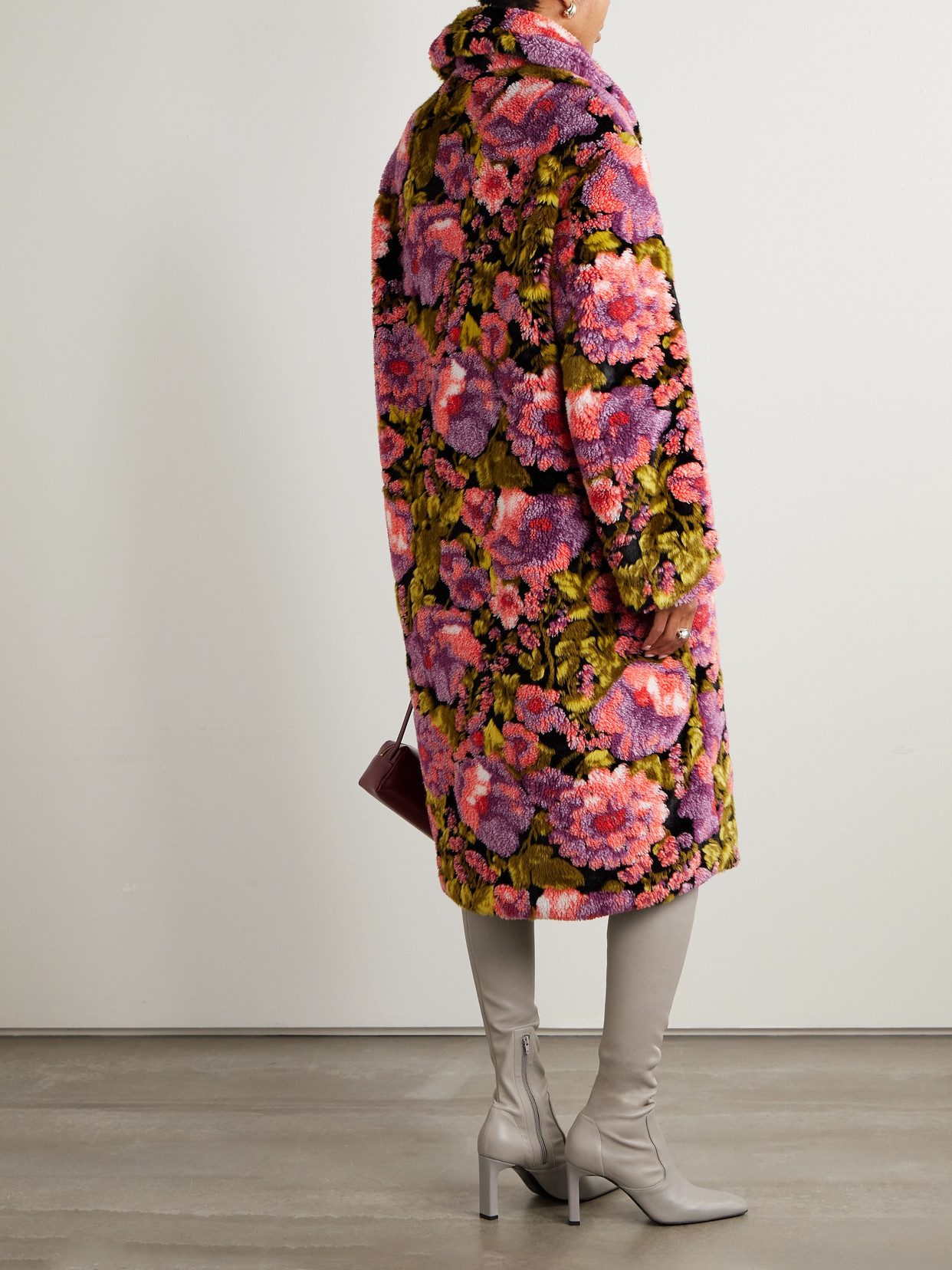 Dries Van Noten Womens Pink Rendas Long Teddy Woven Coat In Pink