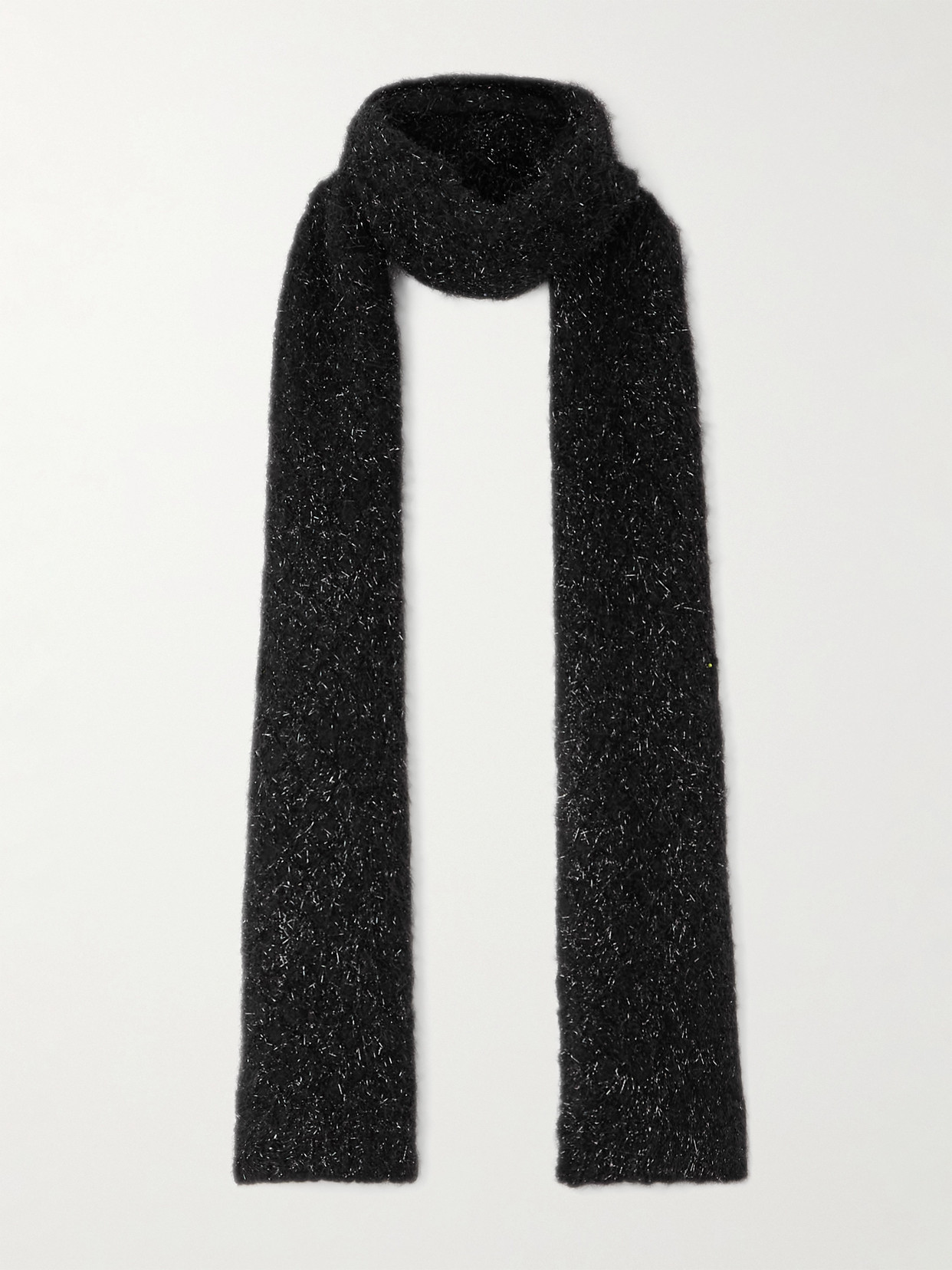 Dries Van Noten Metallic Wool-blend Scarf In Black