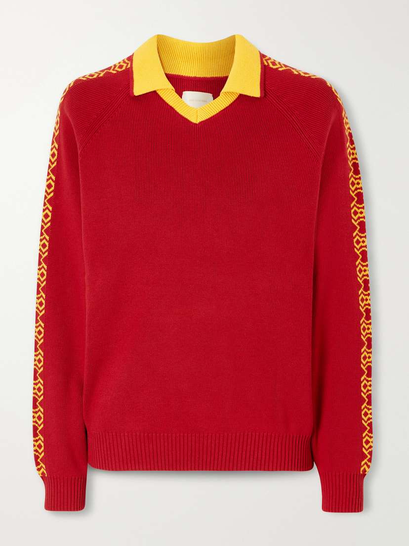 Aimé Leon Dore Ribbed-knit Cotton Polo Sweater