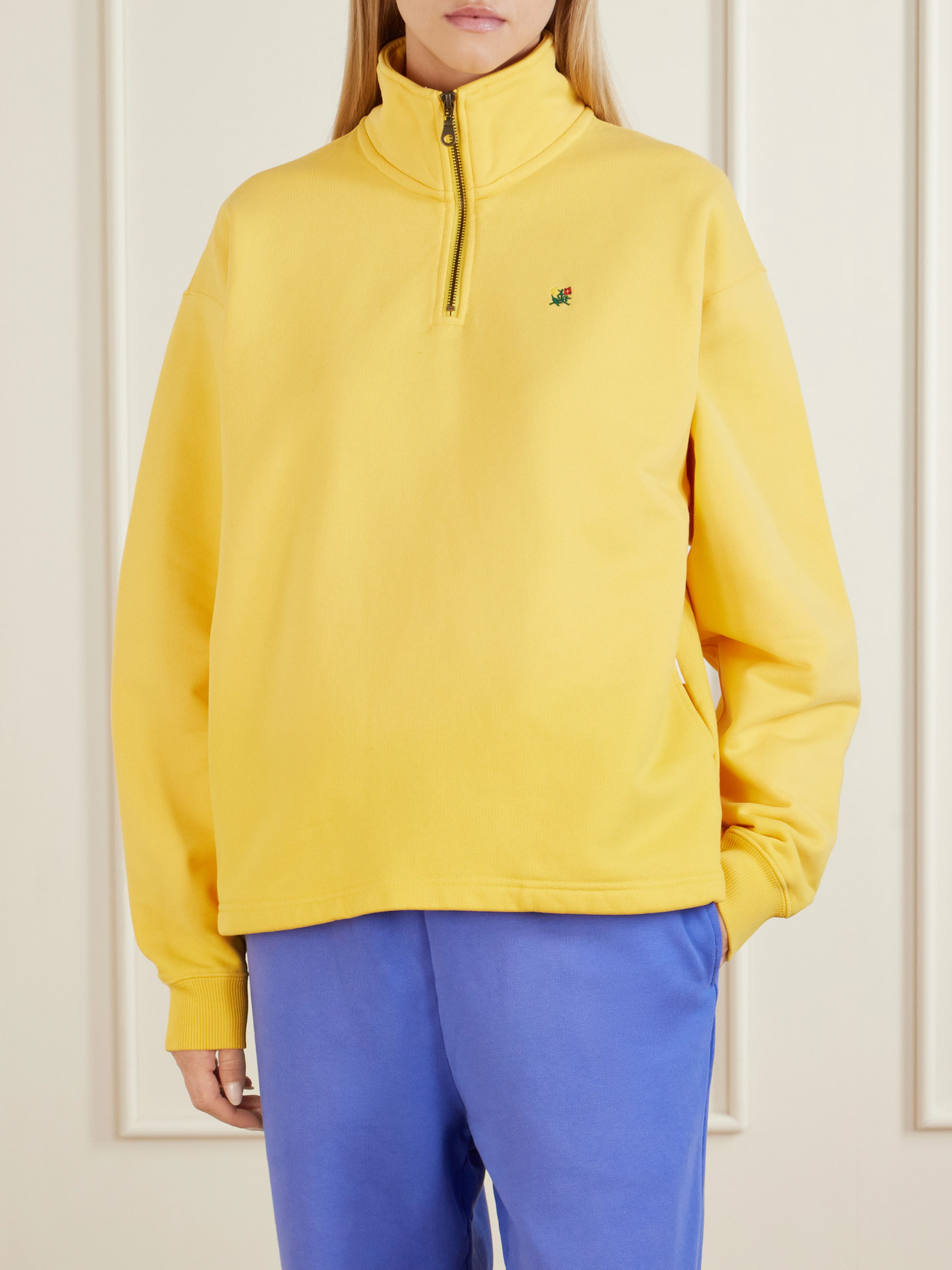 Aimé Leon Dore - Logo-Embroidered Cotton-Jersey Half-Zip Sweatshirt