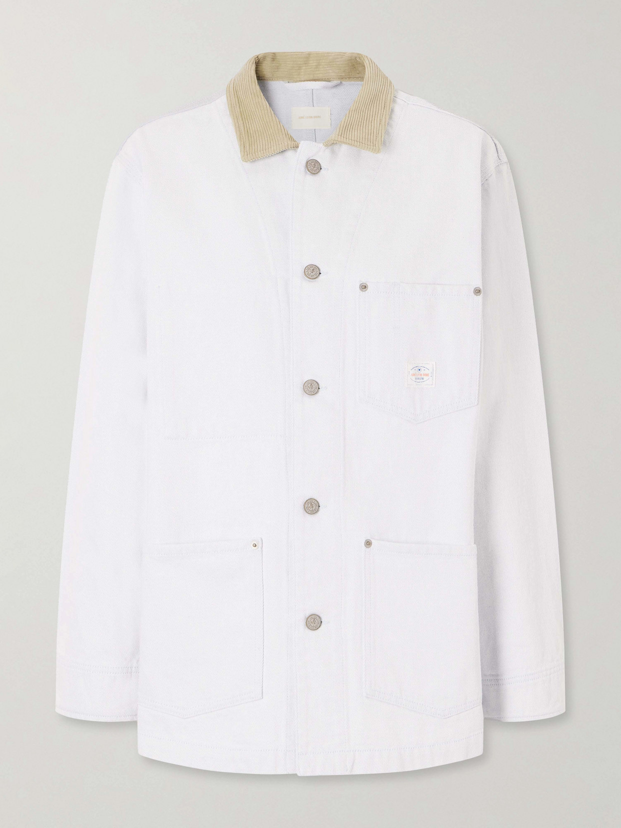 Aimé Leon Dore Corduroy-trimmed Denim Jacket In White