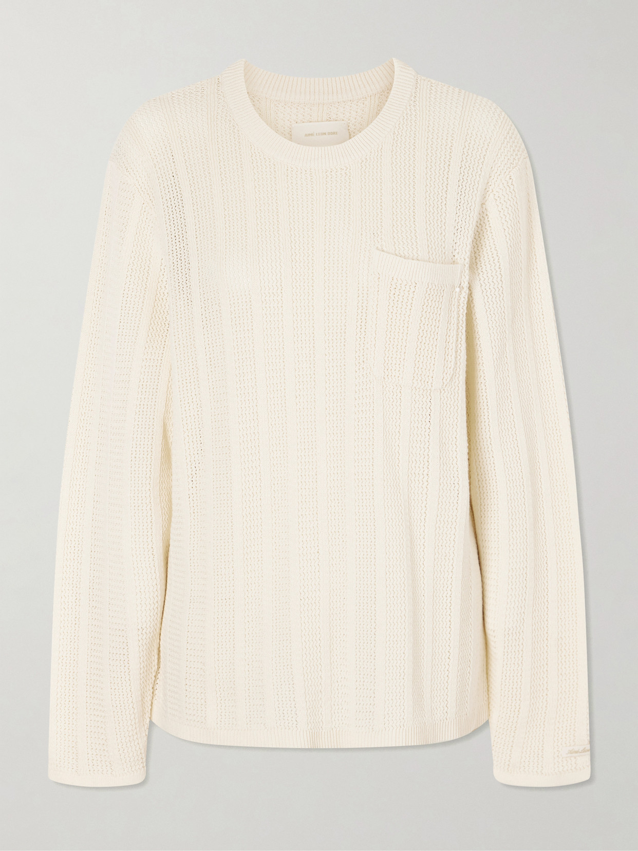 Aimé Leon Dore Open-knit Cotton Sweater In Neutral