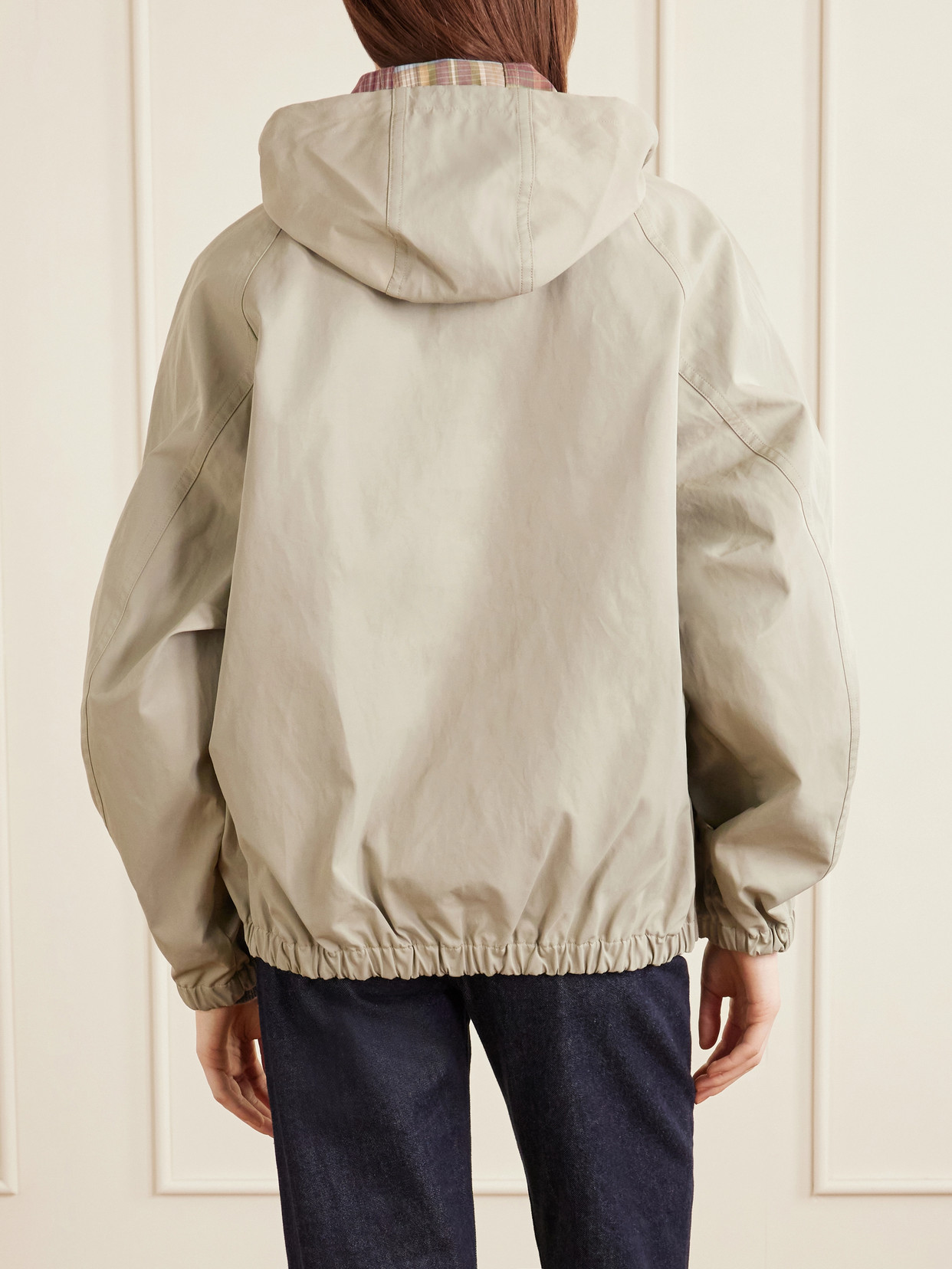 Aimé Leon Dore Hooded Reversible Checked Shell Jacket In Neutral