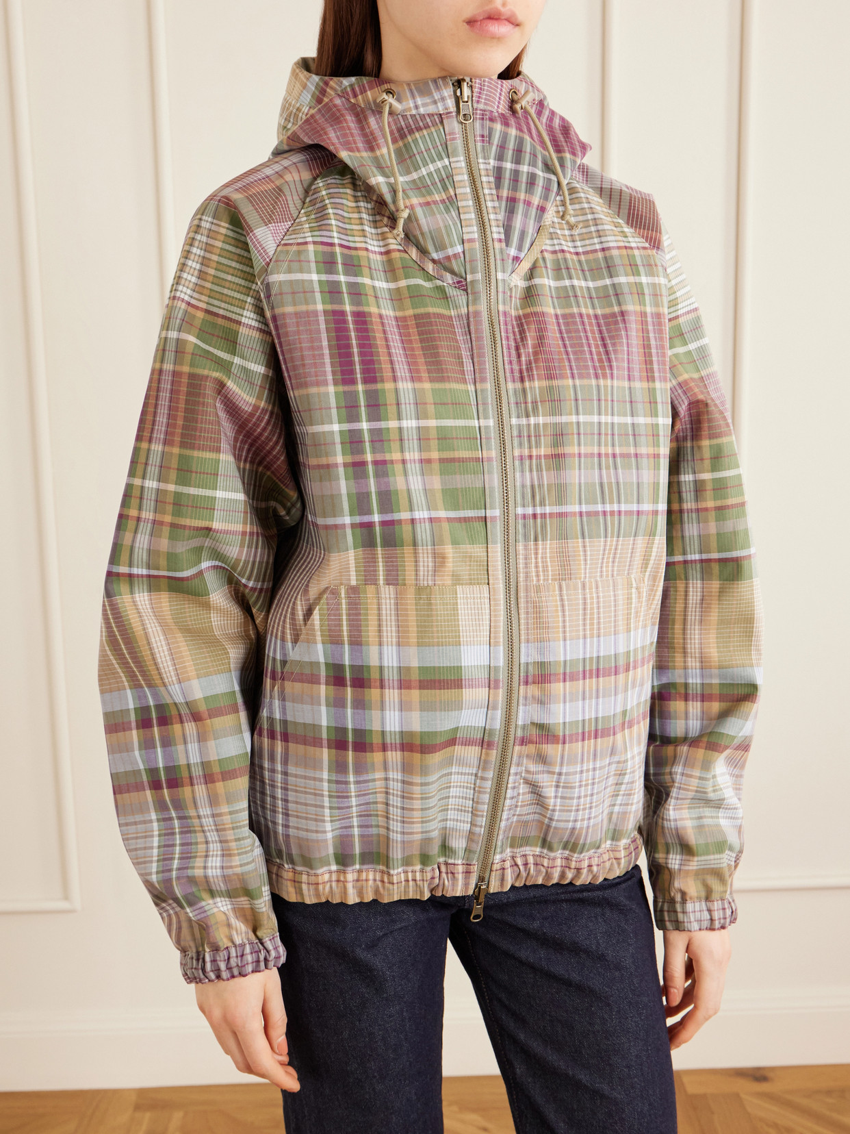 Aimé Leon Dore Hooded Reversible Checked Shell Jacket In Neutral