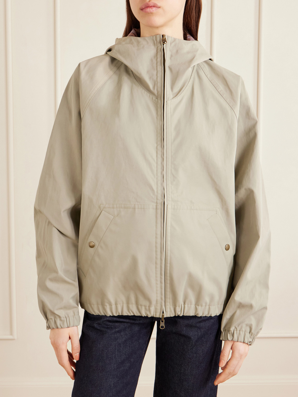 Aimé Leon Dore Hooded Reversible Checked Shell Jacket In Neutral