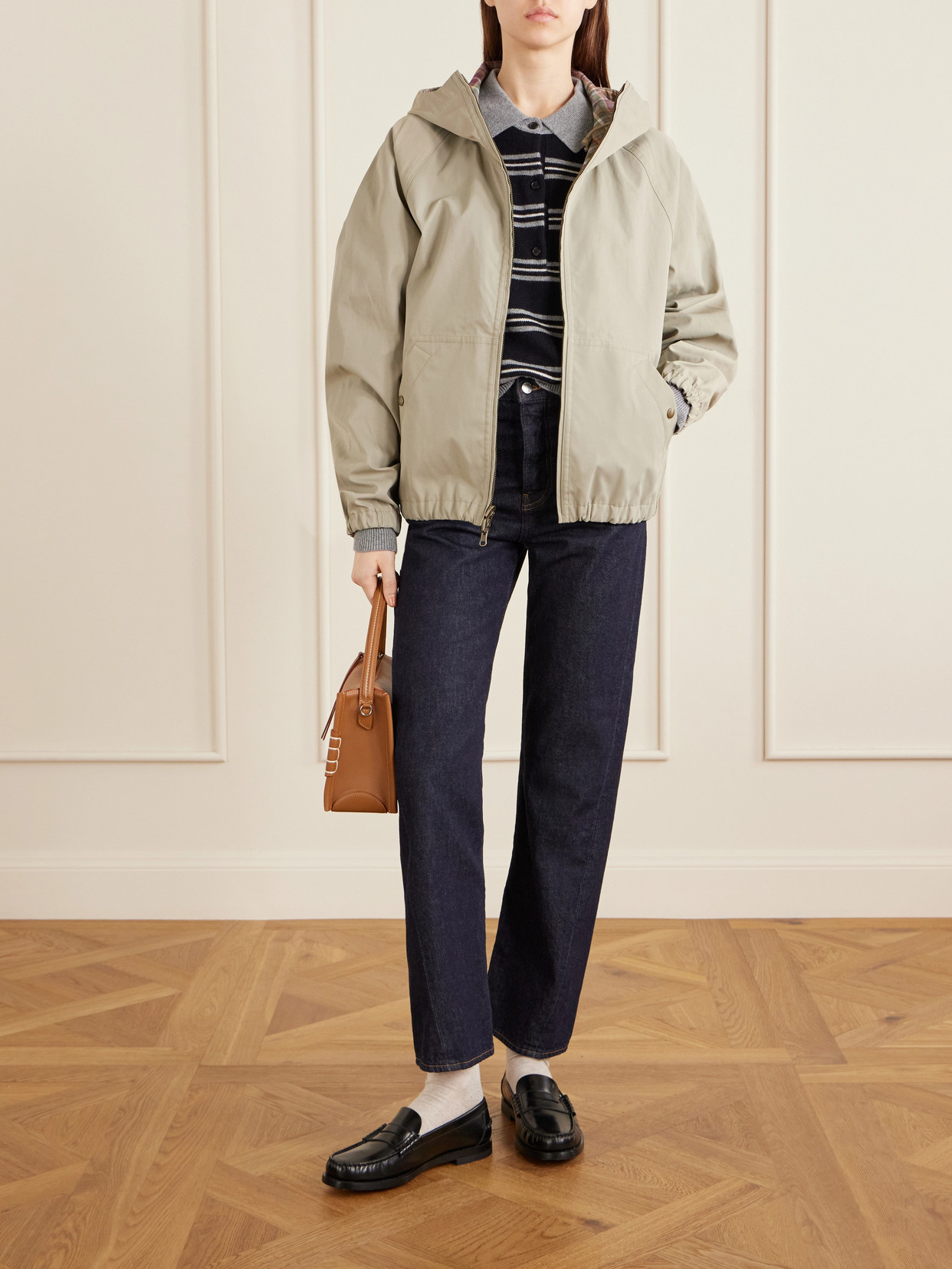 Aimé Leon Dore Hooded Reversible Checked Shell Jacket In Neutral