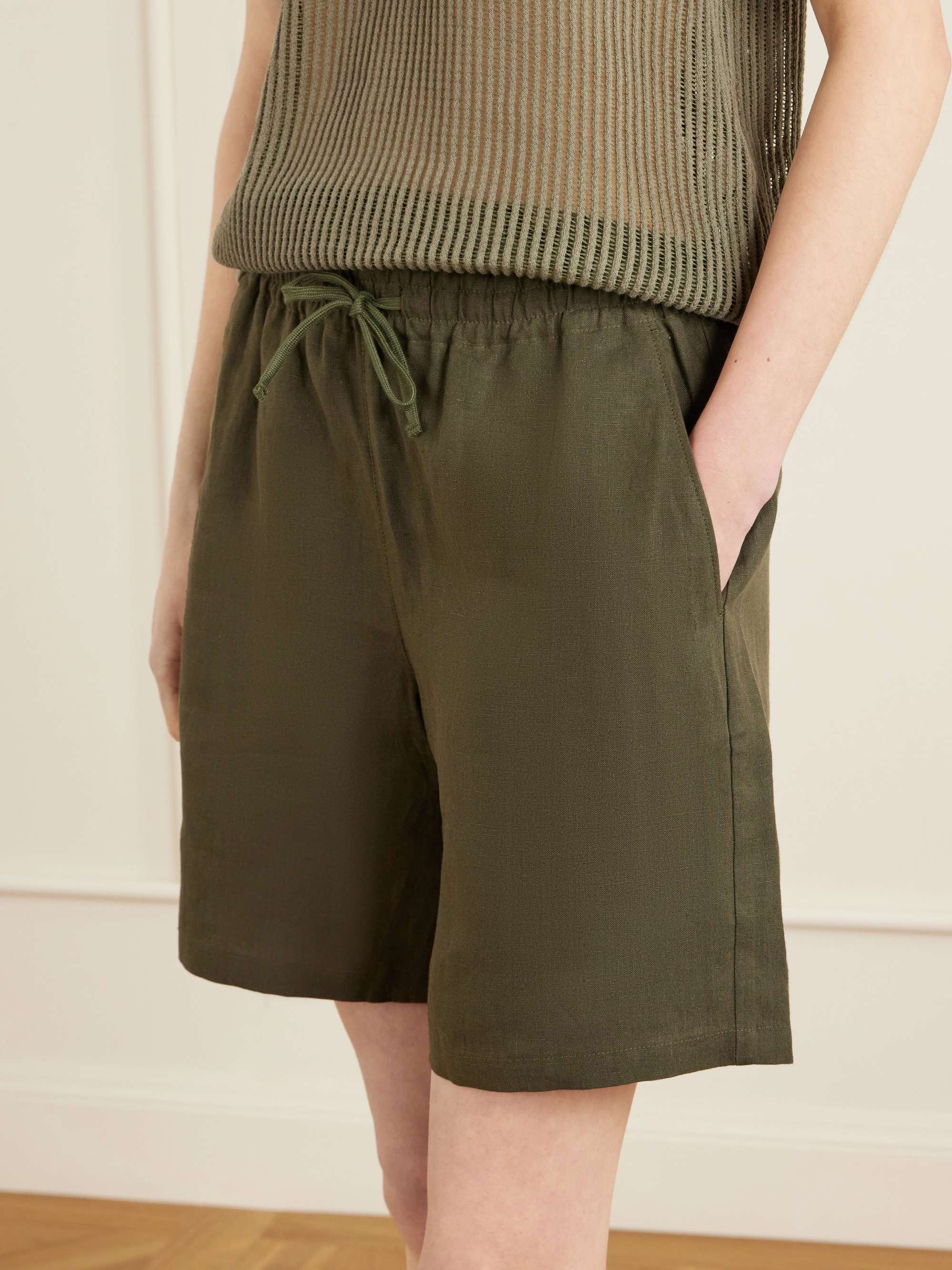 AIMÉ LEON DORE オリーブ リネン ショートパンツ M 新品未使用品 AIMÉ LEON DORE Linen shorts | NET-A-PORTER