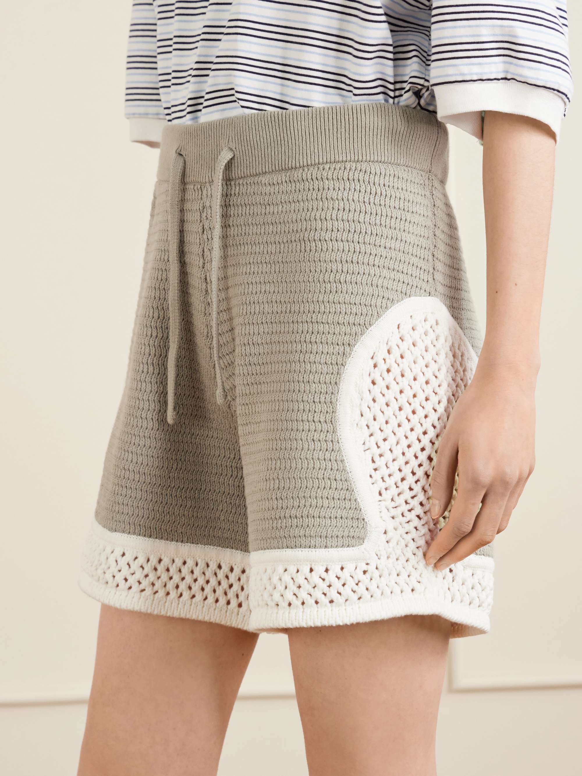 AIMÉ LEON DORE Crocheted straight-leg cotton shorts | NET-A-PORTER