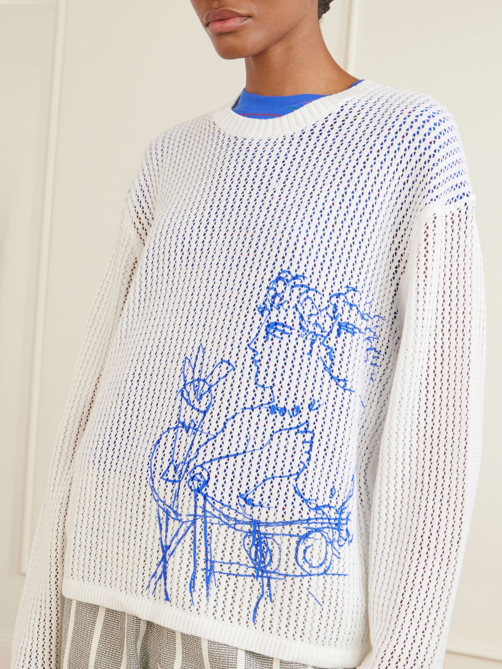 AIMÉ LEON DORE Artiste embroidered mesh sweatshirt | NET-A-PORTER