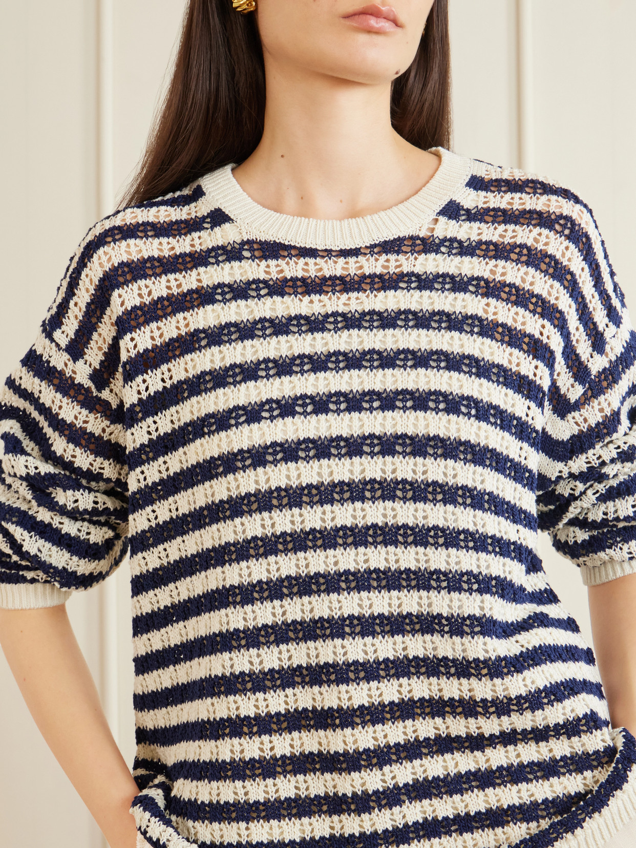 Aimé Leon Dore - Eyelet Striped Cotton Sweater