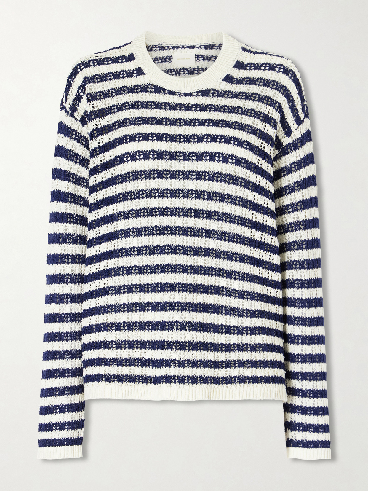 Aimé Leon Dore Eyelet Striped Crochet Cotton Sweatshirt In Blue