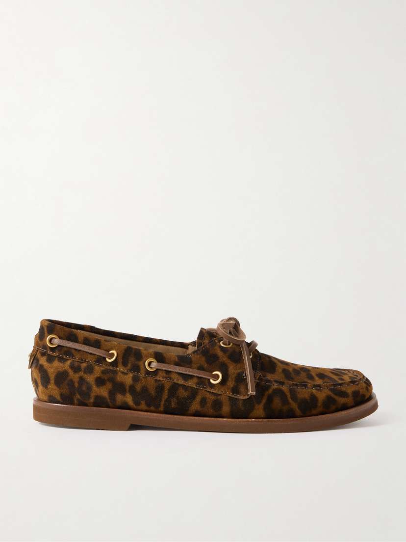 Gianvito Rossi Vandée Leopard-print Suede Boat Shoes