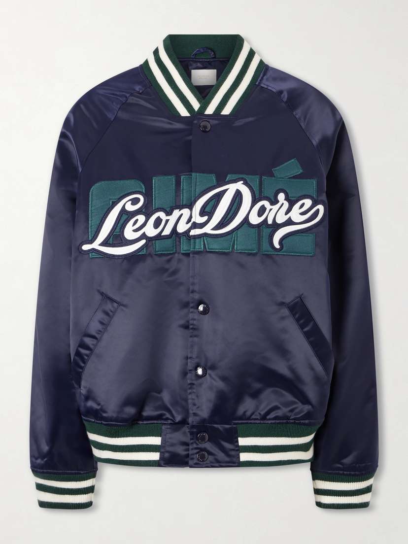 Aimé Leon Dore Logo-embroidered Satin Padded Varsity Jacket