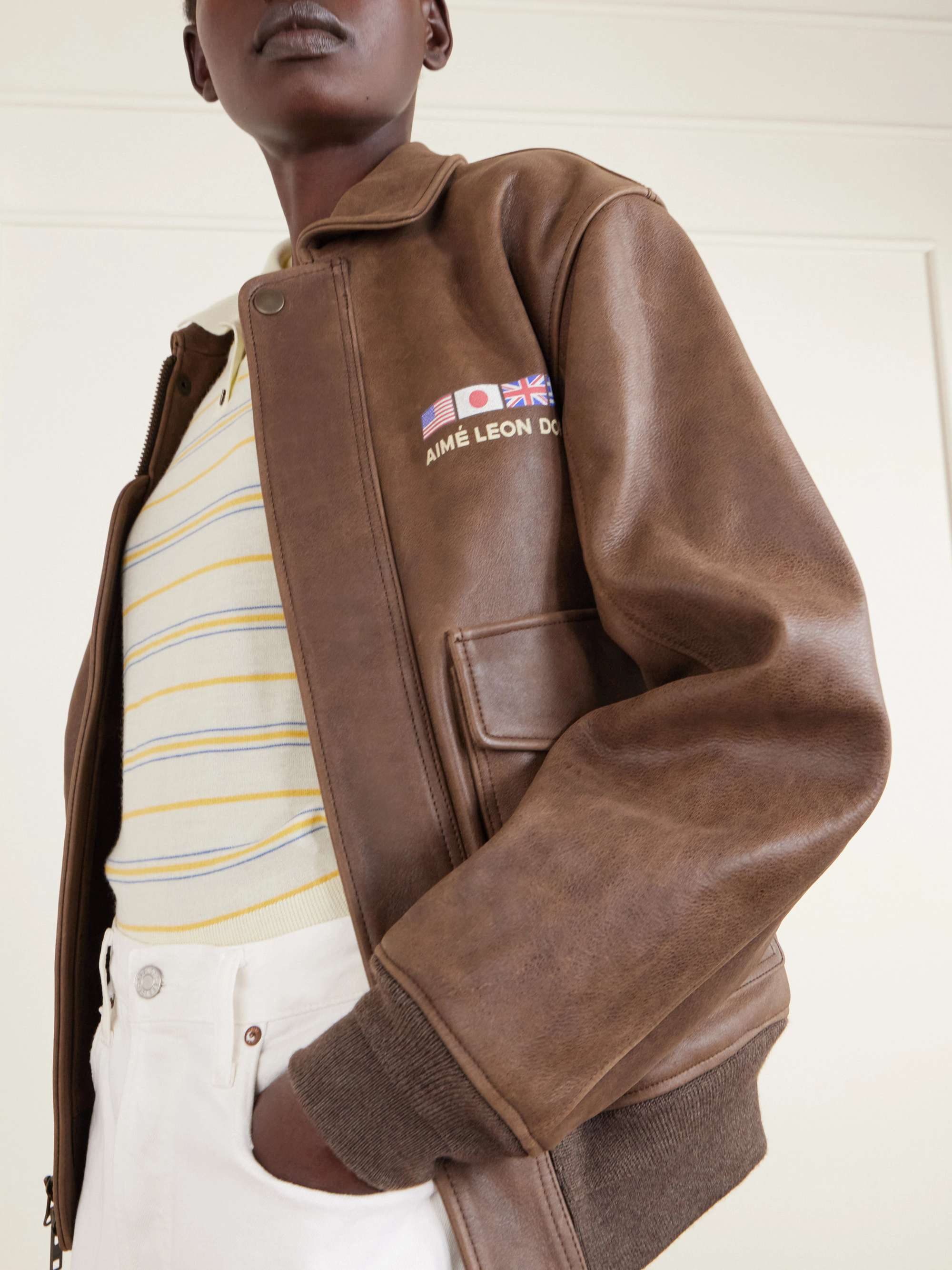AIMÉ LEON DORE World's Borough printed leather jacket | NET-A-PORTER