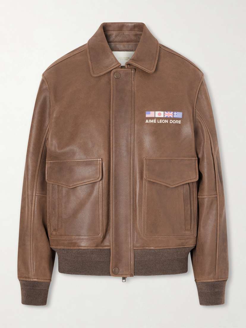 Aimé Leon Dore World’s Borough Printed Leather Jacket