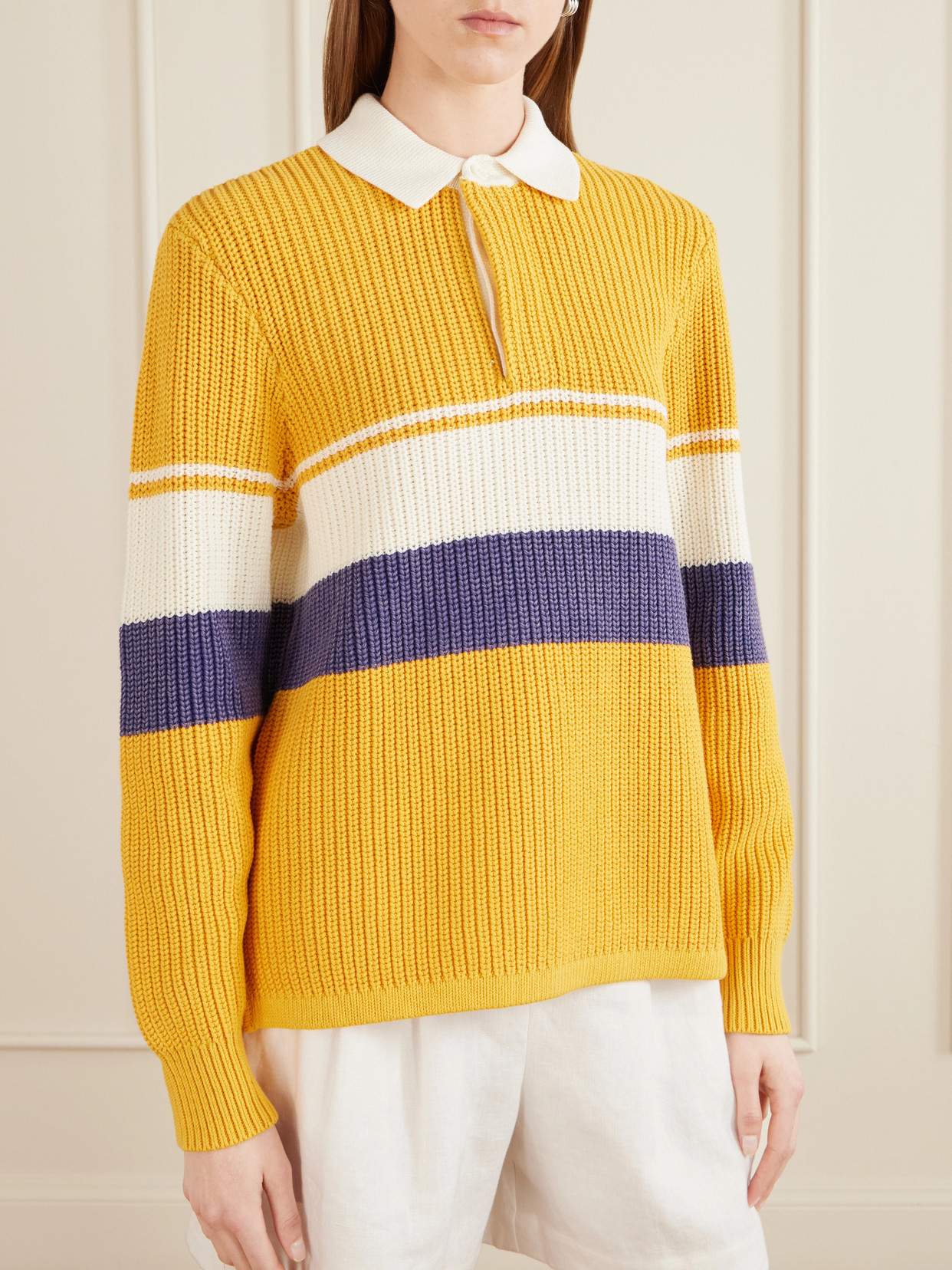 Aimé Leon Dore - Striped Ribbed-Knit Cotton Polo