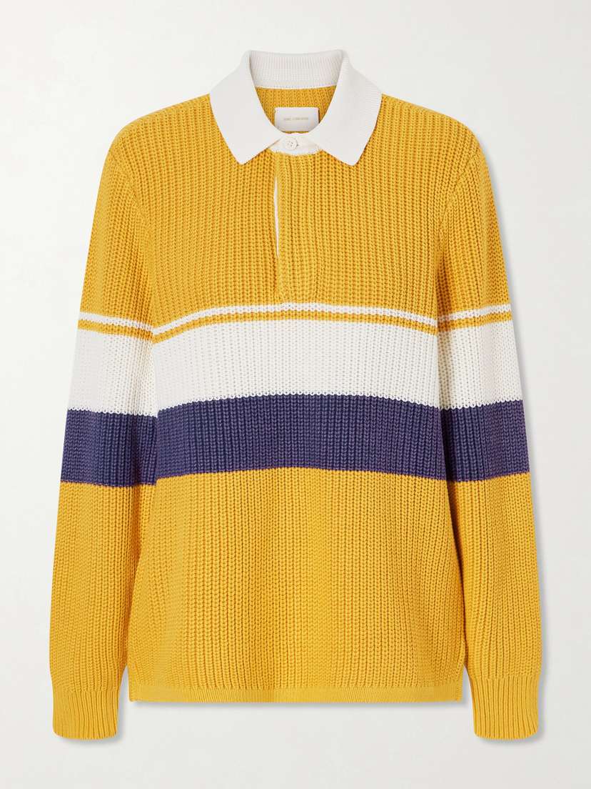 Aimé Leon Dore Striped Ribbed-knit Cotton Polo Shirt