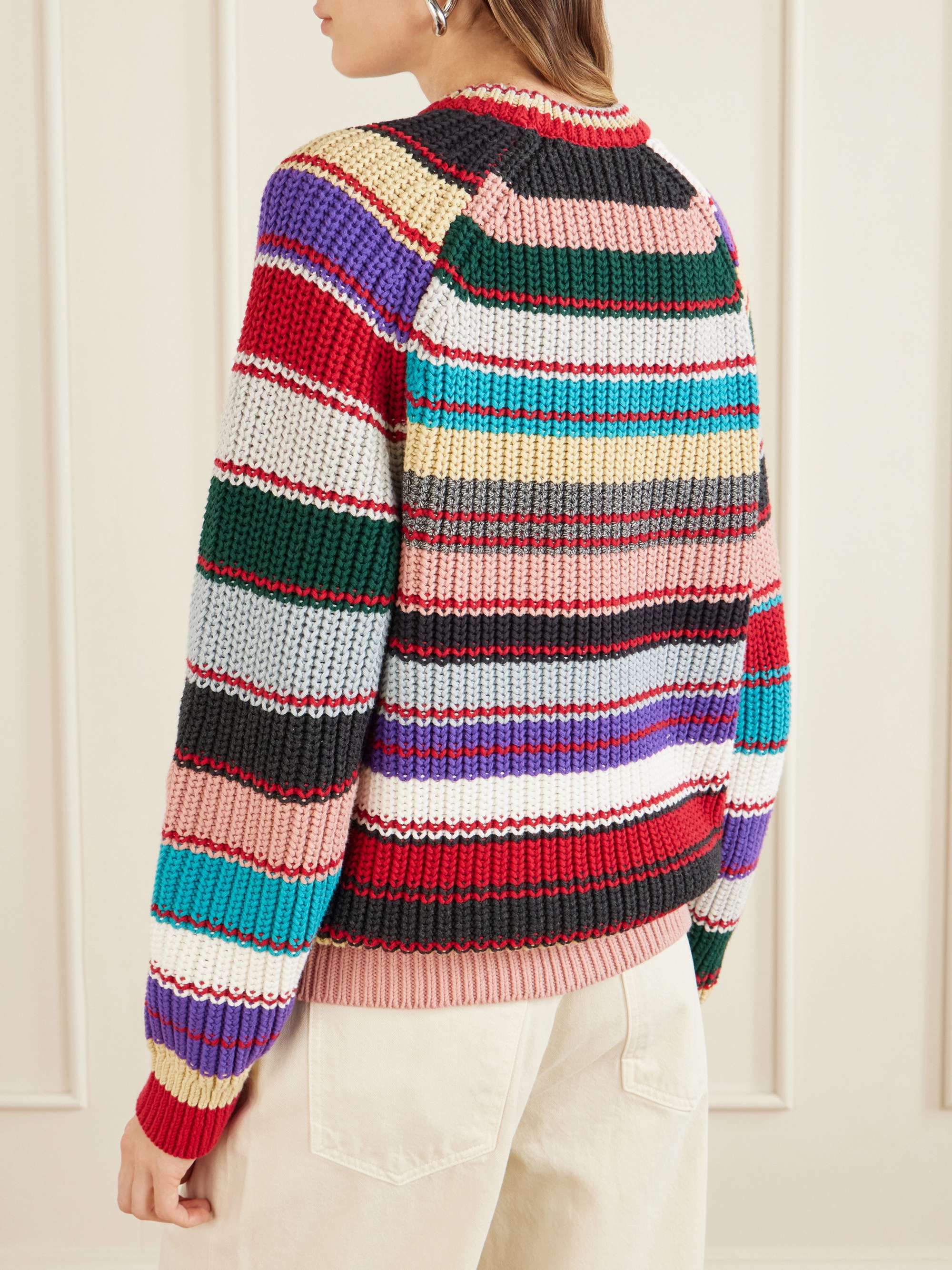 AIMÉ LEON DORE Striped crewneck cotton-knitted sweater | NET-A-PORTER