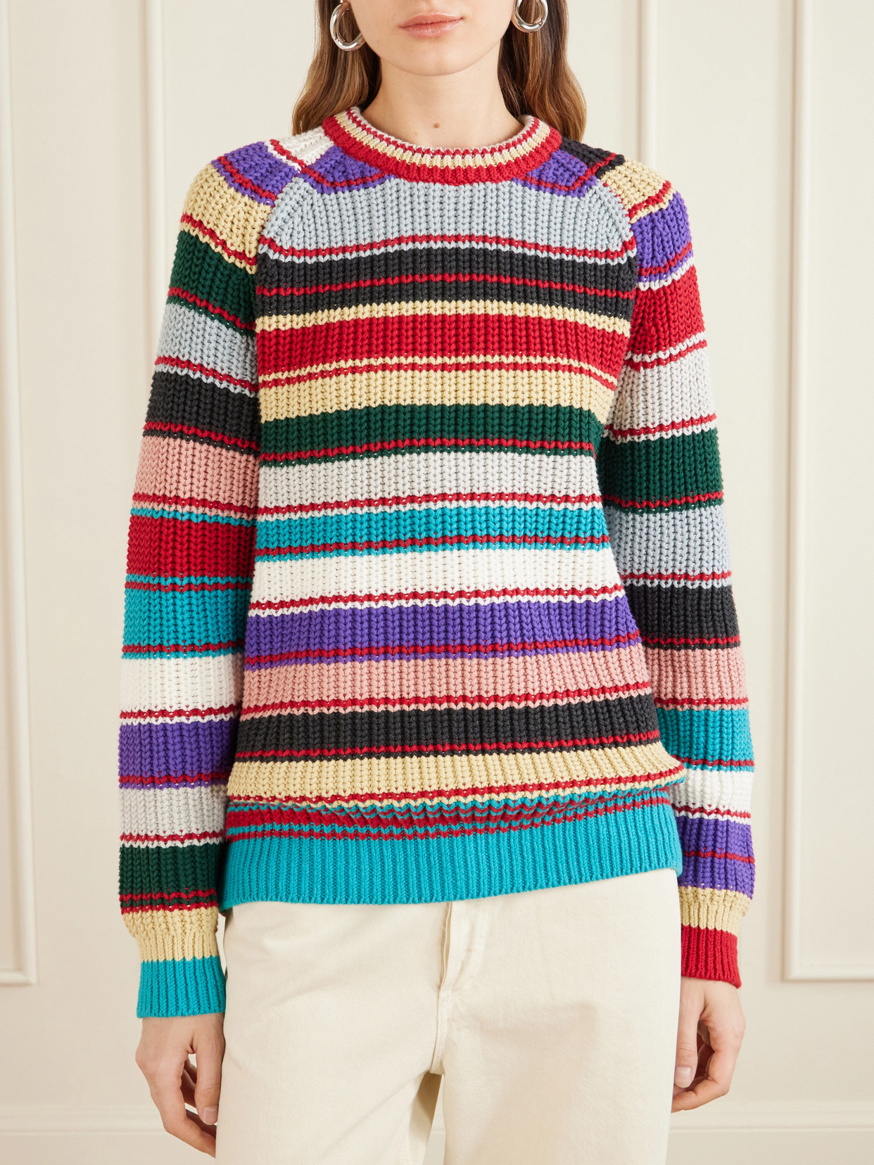 Aimé Leon Dore - Striped Crewneck Cotton-Knitted Sweater